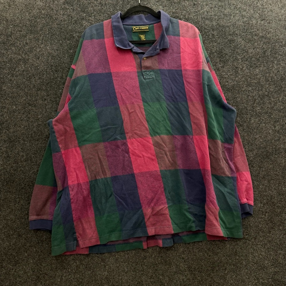 Vintage Croft & Barrow Mens XXL Rugby Shirt Colorblock Cotton Long Sleeve Posh